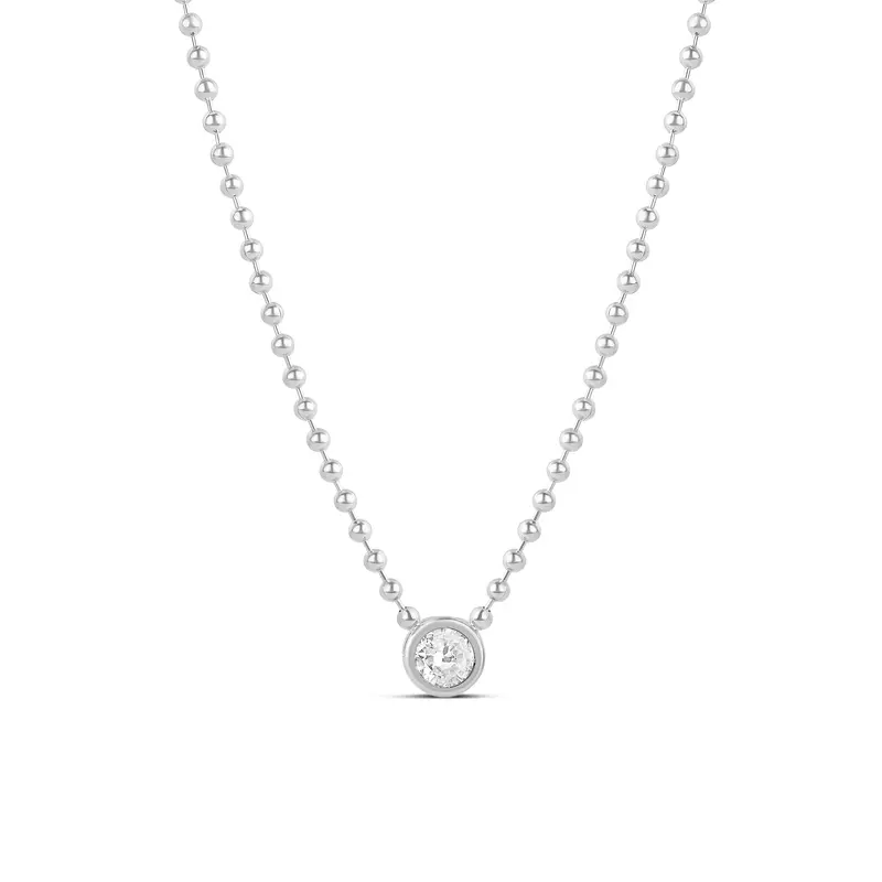 Shymi Bezel Round Pendant Ball Chain Necklace — 18K Gold-Filled, Rhodium - Plated, Cubic Zirconia, Adjustable Chain 1