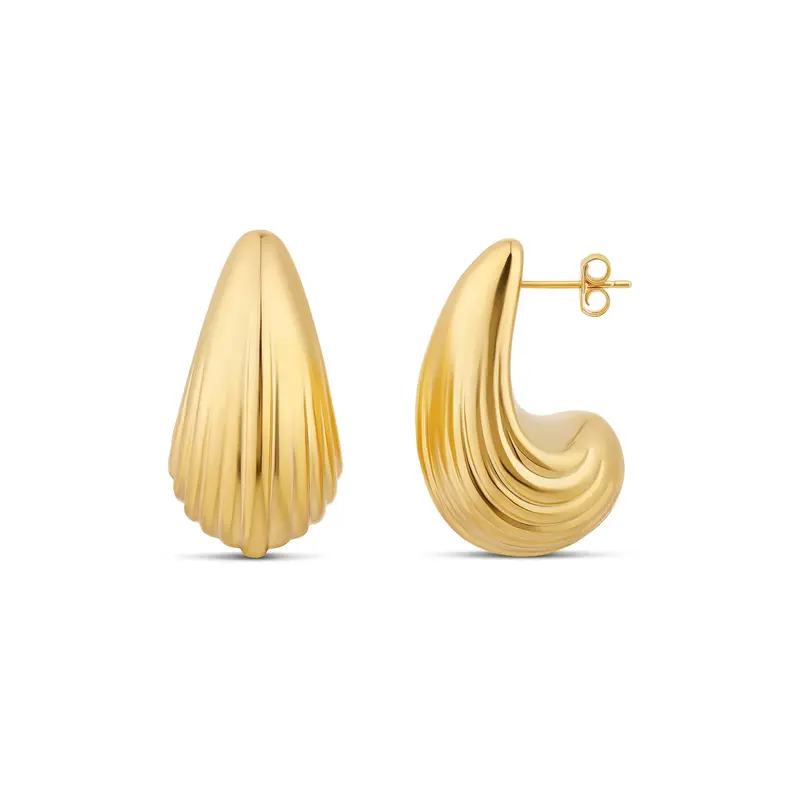 Shymi Chunky Large Statement Textured Tear Drop Earrings — 14K Gold Filled, Day To Night 1