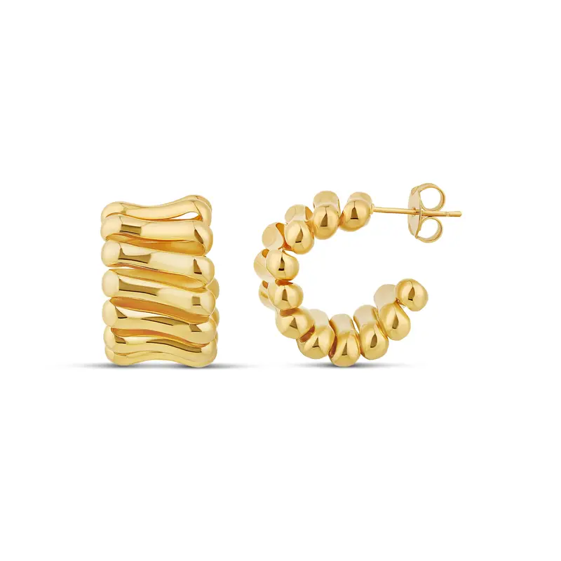 Shymi Chunky Rippled Statement Hoop Earrings — 14K Gold Filled, Day To Night 1