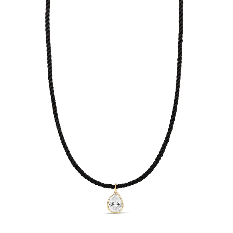 Shymi Cord Necklace With Fancy Shape Pendant — .925 Sterling Silver, 14K Gold-Plated - Rhodium Plated, Cubic Zirconia, Adjustable Chain 1