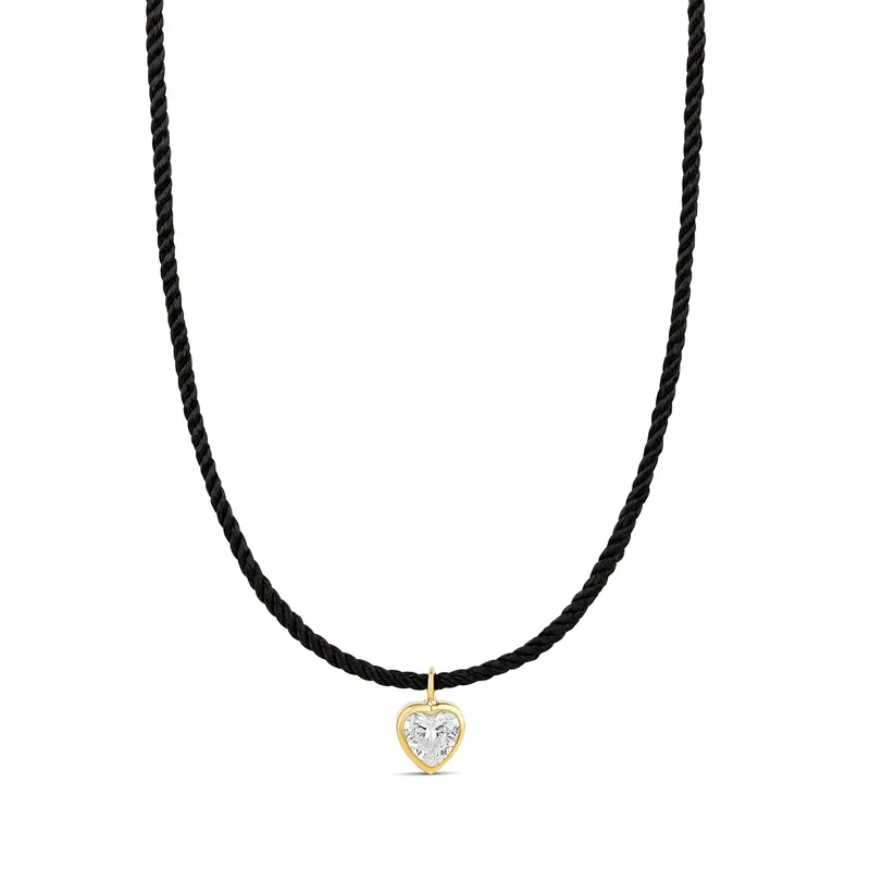 Shymi Cord Necklace With Fancy Shape Pendant — .925 Sterling Silver, 14K Gold-Plated - Rhodium Plated, Cubic Zirconia, Adjustable Chain 1