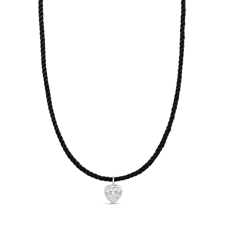 Shymi Cord Necklace With Fancy Shape Pendant — .925 Sterling Silver, 14K Gold-Plated - Rhodium Plated, Cubic Zirconia, Adjustable Chain 1