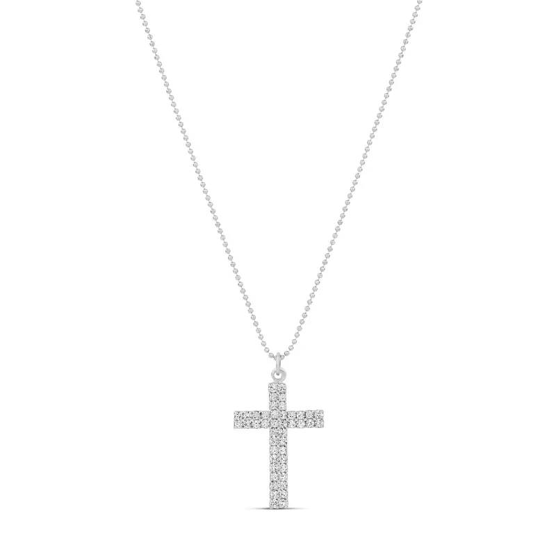 Shymi Double Pavé Cross Pendant Necklace — 14K Gold-Filled, Cubic Zirconia Pavé Detailing, Chain 16", Day To Night 1