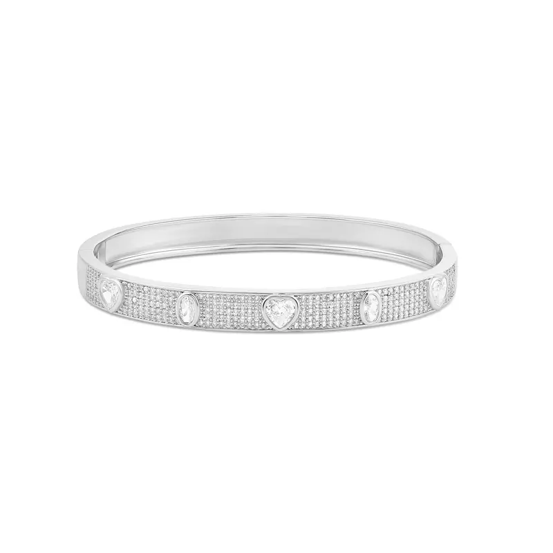 Shymi Fancy Shape Bangle With Pavé Stones — .925 Sterling Silver, 14K Gold-Plated, Rhodium Plated, Cubic Zirconia, Day To Night 1