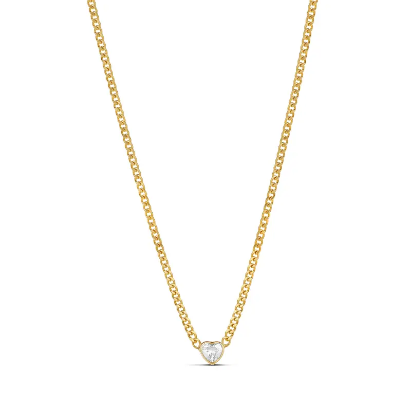 Shymi Fancy Shape Curb Chain Necklace — .925 Sterling Silver, 14K Gold-Plated - Rhodium Plated, Cubic Zirconia, Adjustable Chain 1