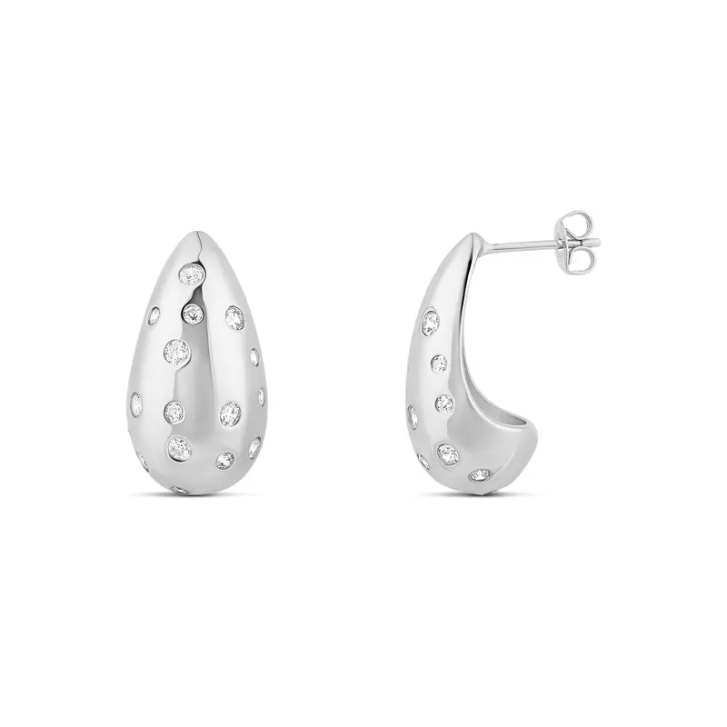 Shymi Inlay Tear Drop Earrings — 14K Gold Filled, Rhodium Plated, Cubic Zirconia Detailing, Day To Night 1