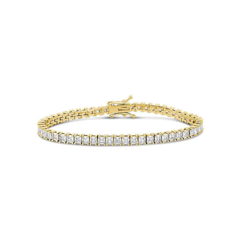 Shymi Large Square Prong- Set Tennis Bracelet — 18K Gold-Filled, Rhodium-Plated, Cubic Zirconia, Size 7, Day To Night 1