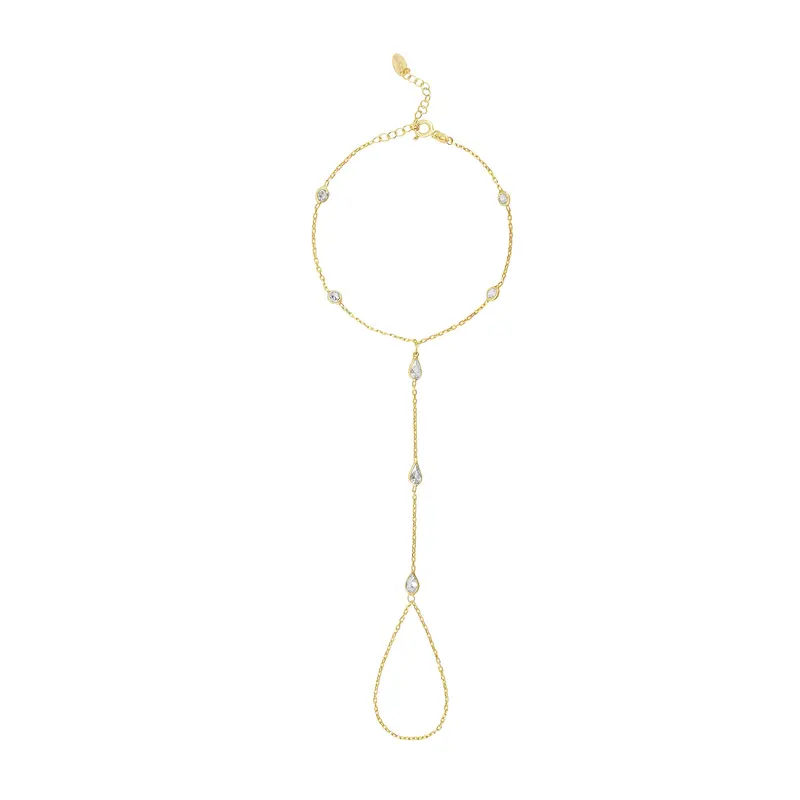 Shymi Multi Stone Hand Chain — .925 Sterling Silver, 14K Gold-Plated, Rhodium Plated, 6" With 2" Extender, Cubic Zirconia Detailing, Day To Night 1