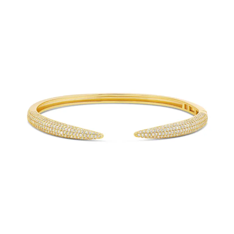 Shymi Pavé Claw Cuff Bangle — 18K Gold-Filled, Rhodium Plated, Cubic Zirconia, Day To Night, Open Bangle 1