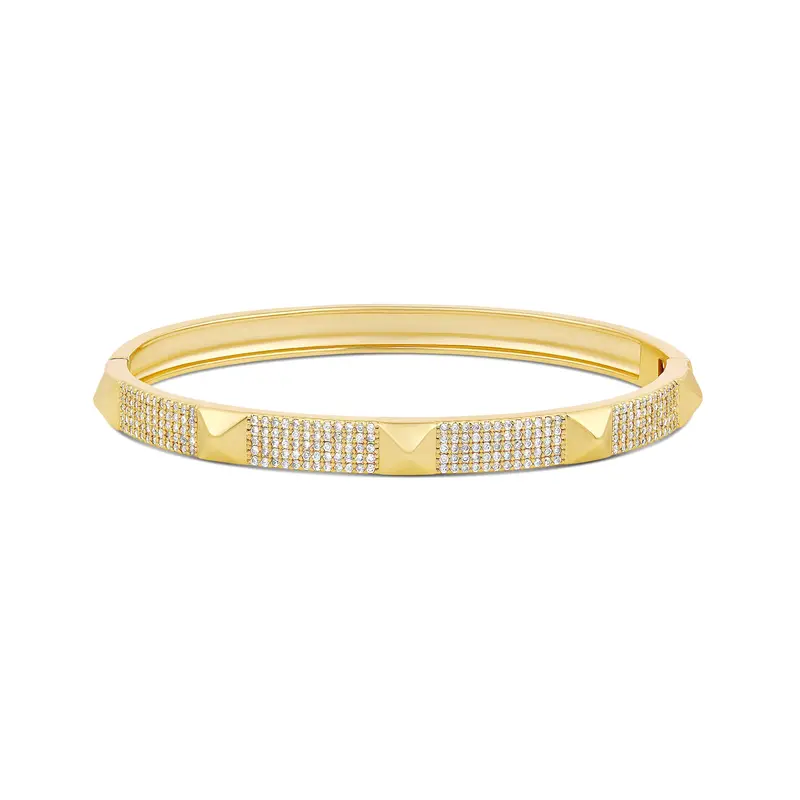 Shymi Pave Studded 5 Row Bangle — 18K Gold-Filled, Rhodium Plated, Cubic Zirconia, Day To Night 1