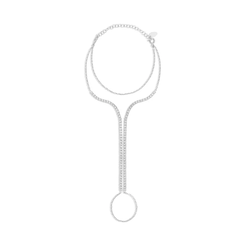 Shymi Pavé Tennis Hand Chain — .925 Sterling Silver, 14K Gold-Plated, Rhodium Plated, 6" With 2" Extender, Cubic Zirconia Detailing, Day To Night 1