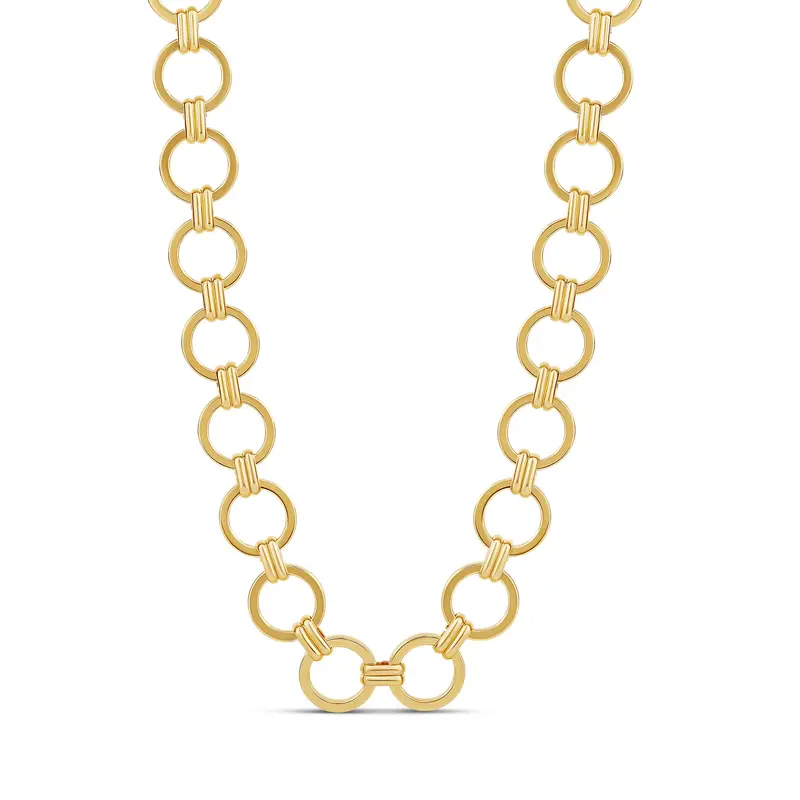 Shymi Round Link Statement Necklace — 14K Gold-Filled, Rhodium Plated, Adjustable Chain (15″–17″), Day To Night 1