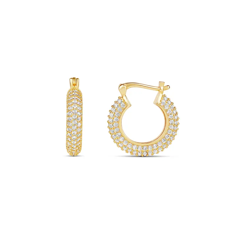 Shymi Small Pavé Hoop Earrings — 14K Gold Filled, Rhodium Plated, Cubic Zirconia Detailing, Lightweight, Day To Night 1