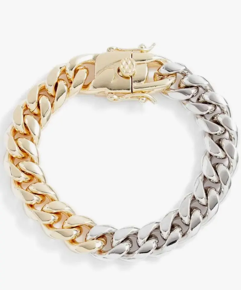 Shymi Statement Cuban Link Bracelet — 18K Gold-Filled, Rhodium-Plated, Size 7, Day To Night 1