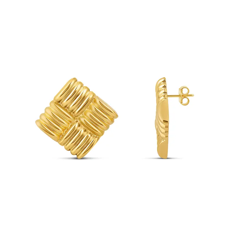 Shymi Textured Square Statement Earrings — 14K Gold Filled, Rhodium Plated, Lightweight, Day To Night 1