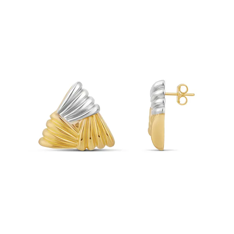 Shymi Textured Triangle Statement Earrings — 14K Gold Filled, Rhodium Plated, Lightweight, Day To Night 1