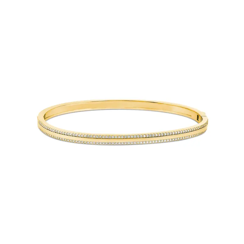 Shymi Thin Pave Outline Bangle — 18K Gold-Filled, Rhodium Plated, Cubic Zirconia, Day To Night 1