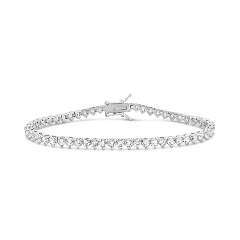 Shymi Three Prong 2Mm Round Tennis Bracelet — 18K Gold-Filled, Rhodium Plated, Cubic Zirconia, Size 6" With 2" Extender, Day To Night 1