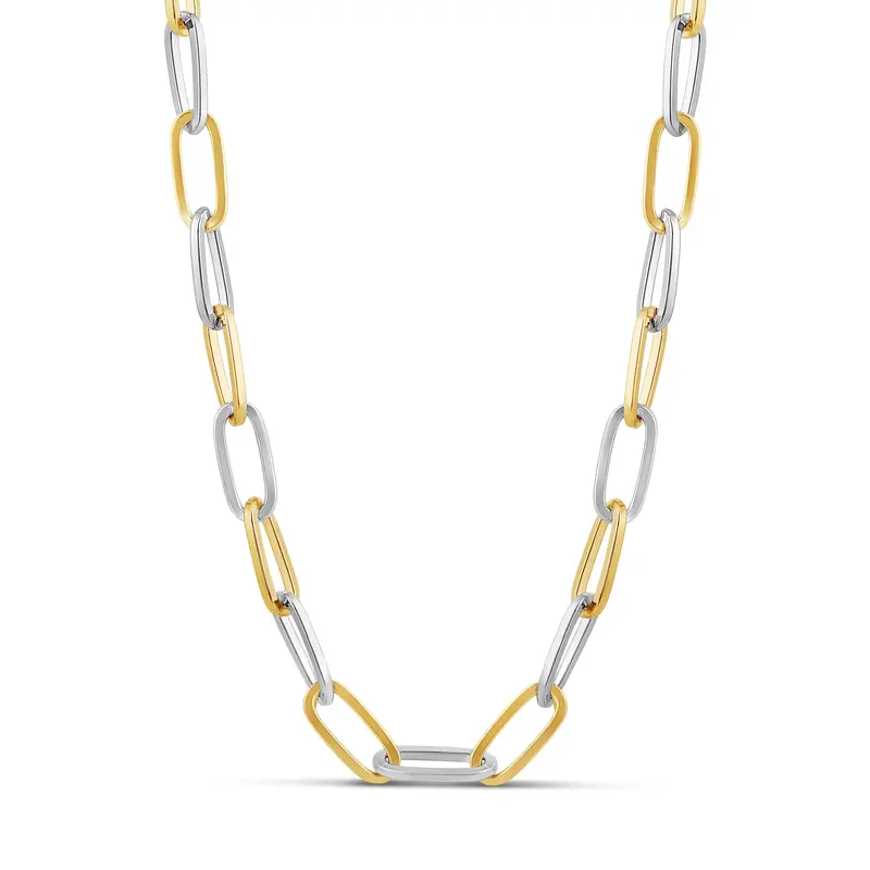 Shymi Two-Tone 7Mm Oval Paperclip Necklace — 18K Gold-Filled, Rhodium-Plated, Multiple Lengths 1