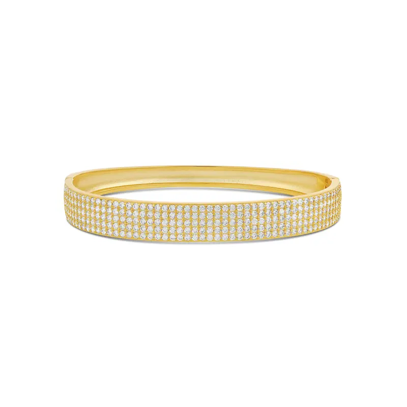 Shymi Wide Pave Bangle — 18K Gold-Filled, Rhodium Plated, Cubic Zirconia, Day To Night 1
