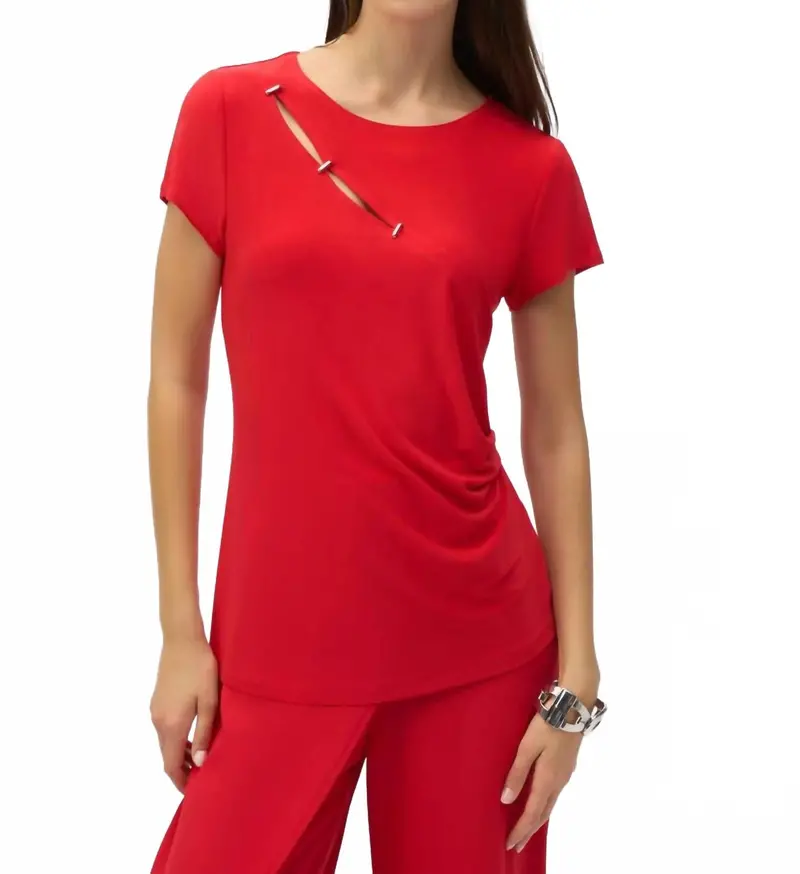 Side Ruched Top In Red 1