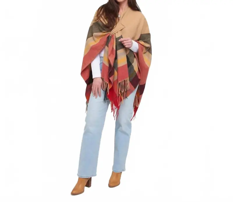 Sidney Fringe Open Front Wrap With Loop In Taupe 1