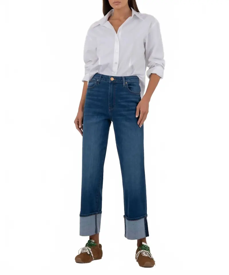 Sienna High Rise Straight Leg Jeans In Dark Wash 1