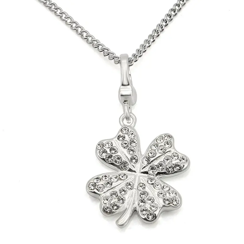 Silver 925 Sterling Silver Chain Pendant With Top Grade Crystal In Clear 1