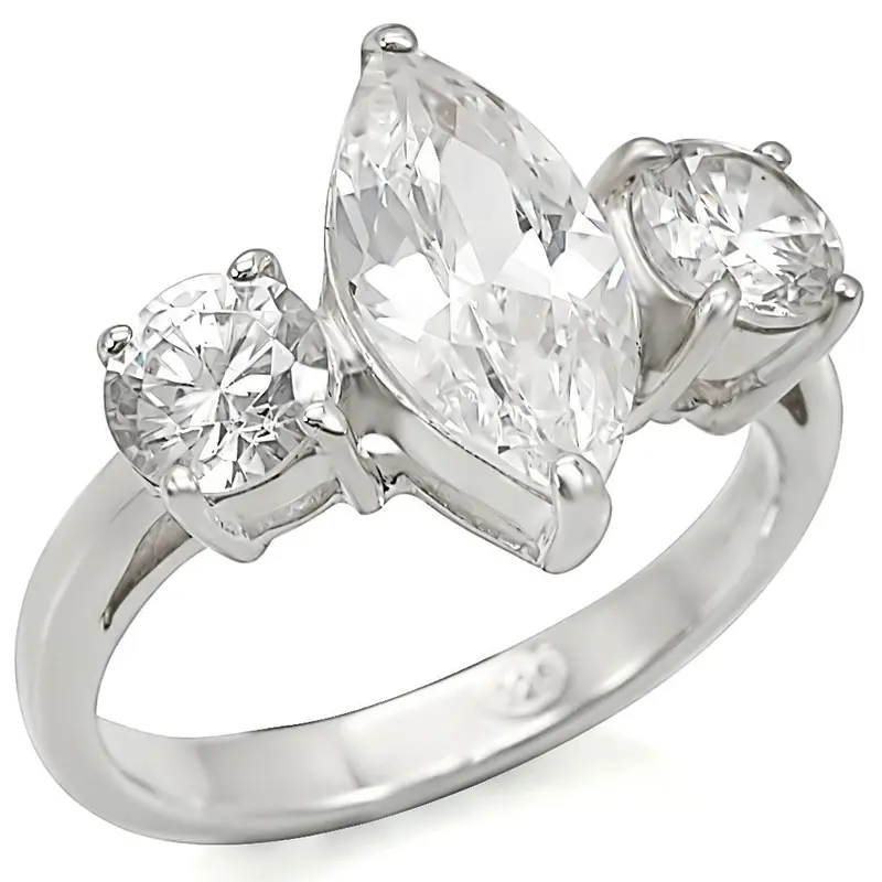 Silver 925 Sterling Silver Ring With Aaa Grade Cz In Clear 1