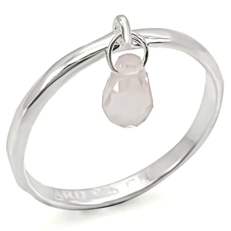 Silver 925 Sterling Silver Ring With Genuine Stone In Light Rose 1