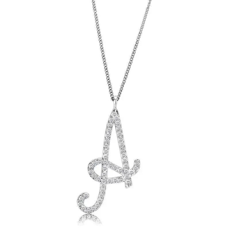 Silver Brass Chain Pendant With Top Grade Crystal In Clear 1