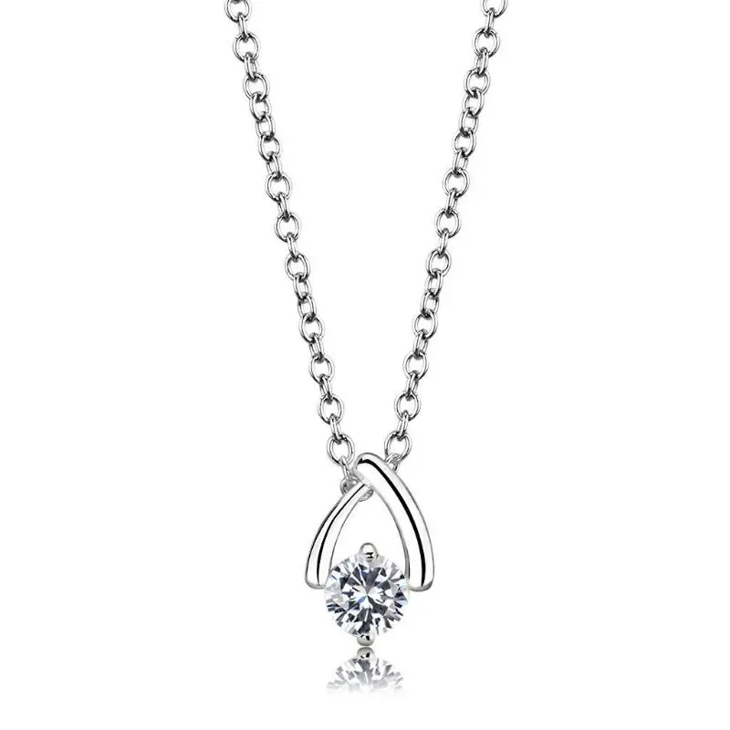Silver+ E-Coating Brass Chain Pendant With Aaa Grade Cz In Clear 1