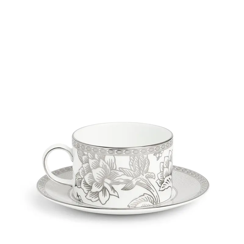 Silver Tonquin Teacup & Saucer 235Ml 7.9Floz 1