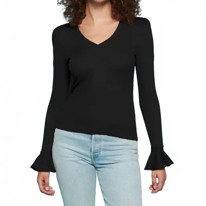 Silvia Long Sleeve Tee In Jet Black 1