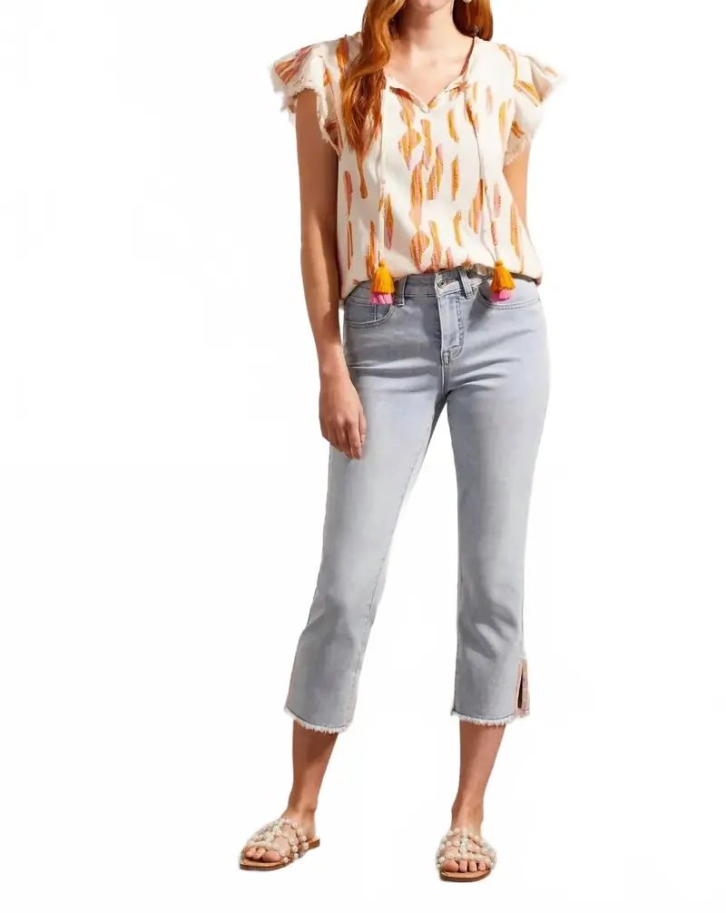 Silvia Side Slit Straight Leg Jean In Blue 1