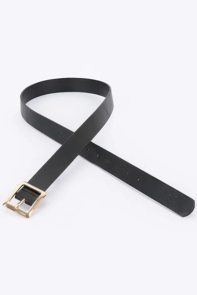 Simple Square Buckle Faux Leather Belt 1
