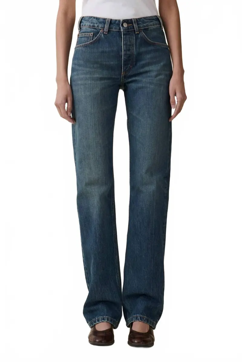 Sisli Mid Rise Straight Leg Jeans In Tinta Verde 1