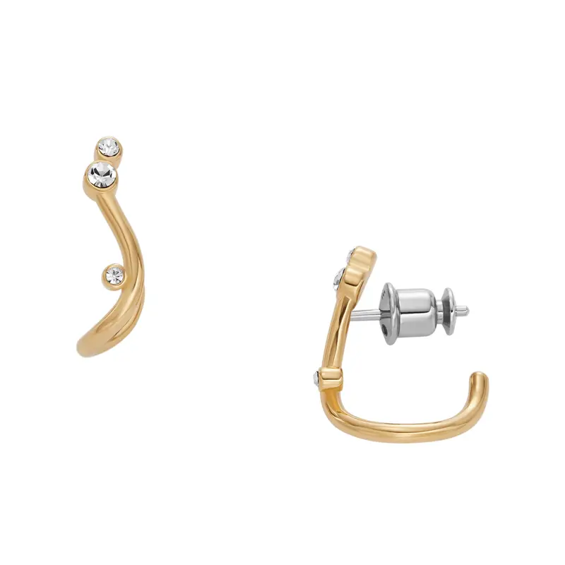 Skagen Women's Glitz Wave Gold-Tone Stainless Steel Hoop Earrings 1