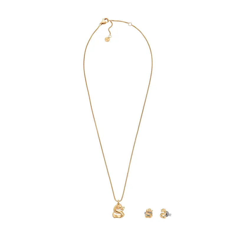 Skagen Women's Skagen Lny Gift Set Gold-Tone Stainless Steel Earrings And Necklace 1