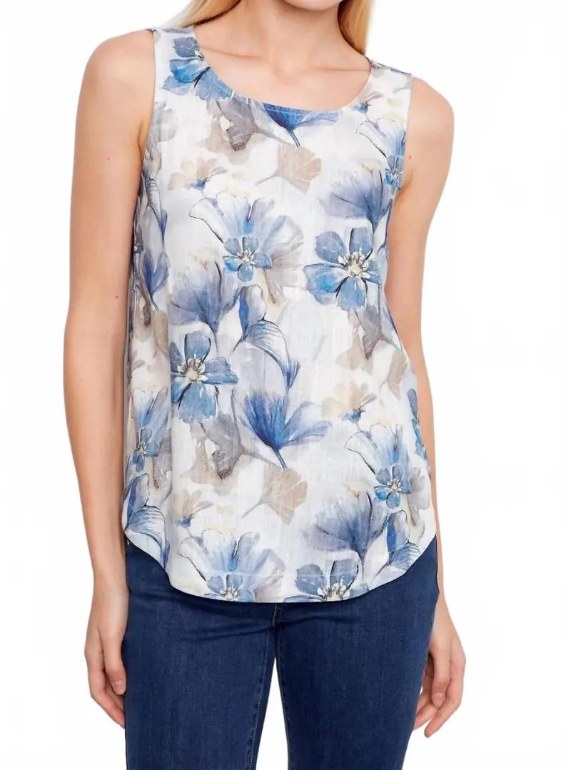 Sleeveless Linen Blouse In Serene 1