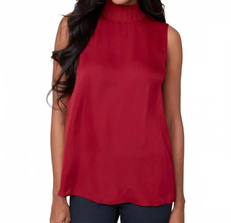 Sleeveless Mock Neck Top In Porto 1