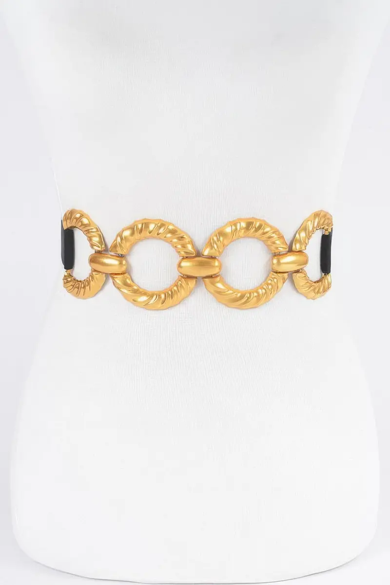 Slim Elastic Waist Belt With Multi Metal Hardware 1
