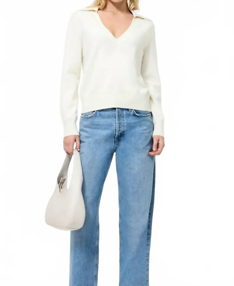 Sloane Pearl Sweater In Porcelain Cream 1