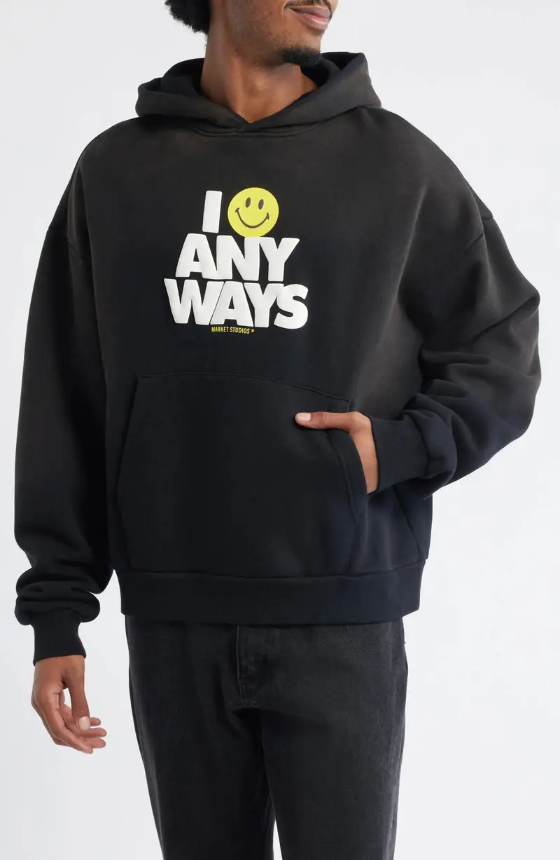 Smiley Smile Anyways Hoodie In Pirate Black 1