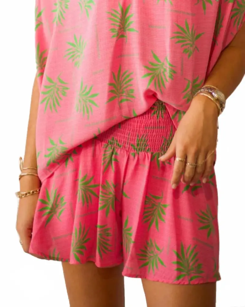 Smocked Wide Waist Swing Short In Summer Palms 1