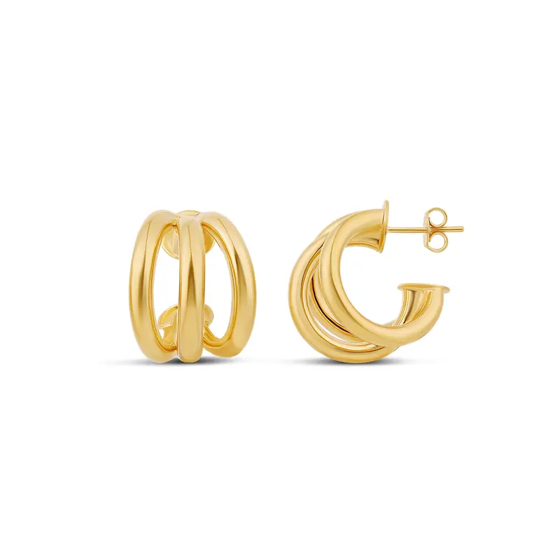 Smooth Statement Claw Hoop Earrings — 14K Gold Filled And Rhodium Plated, Lightweight, Day To Night 1