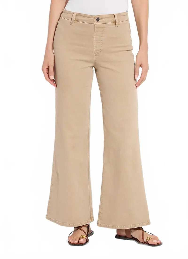Smoothing Waistband Wide Leg Pant In Asutex Desert Khaki 1