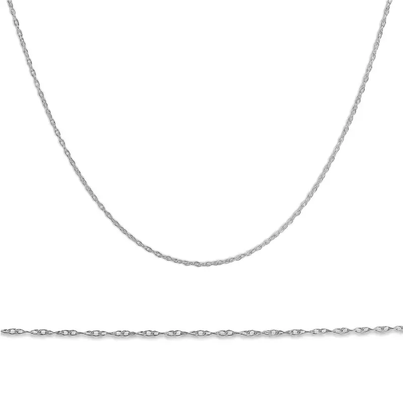 Solid 10K White Gold 18" Dainty Chain With Spring Ring 1