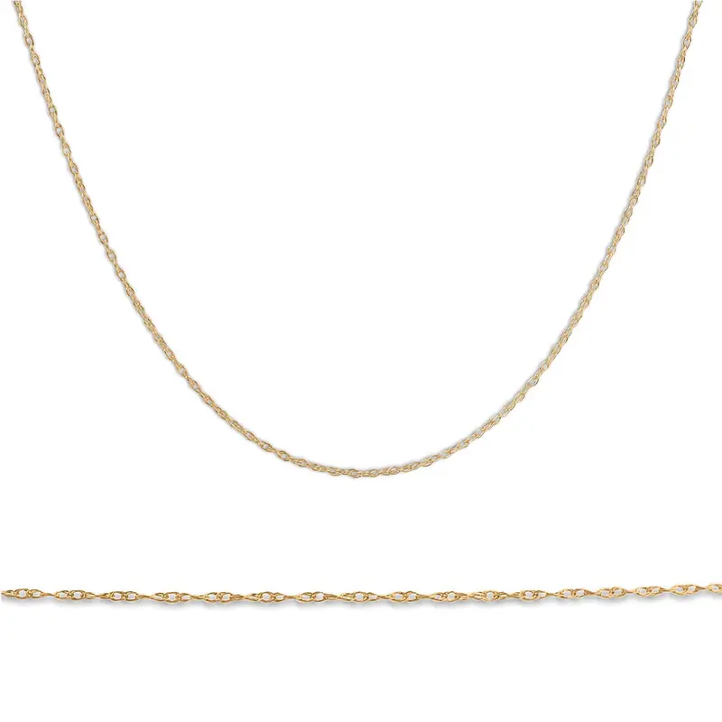 Solid 10K Yellow Gold 18" Dainty Chain With Spring Ring 1