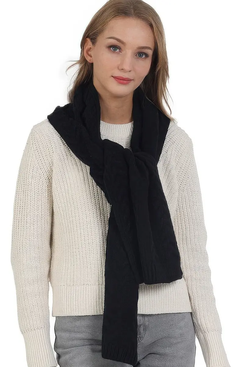 Solid Color Cable Knitted Scarf 1